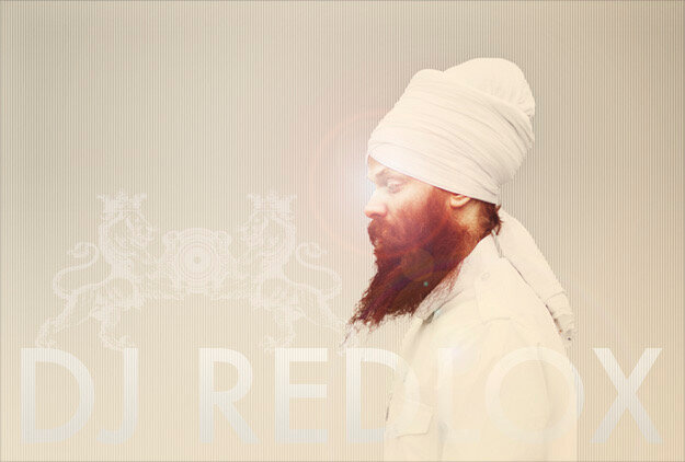 DJ Redlox in a cream turban beside his name